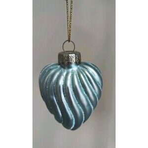 Thomas Pacconi Museum S Blue Silver Teardrop Glass Christmas Ornament Vintage